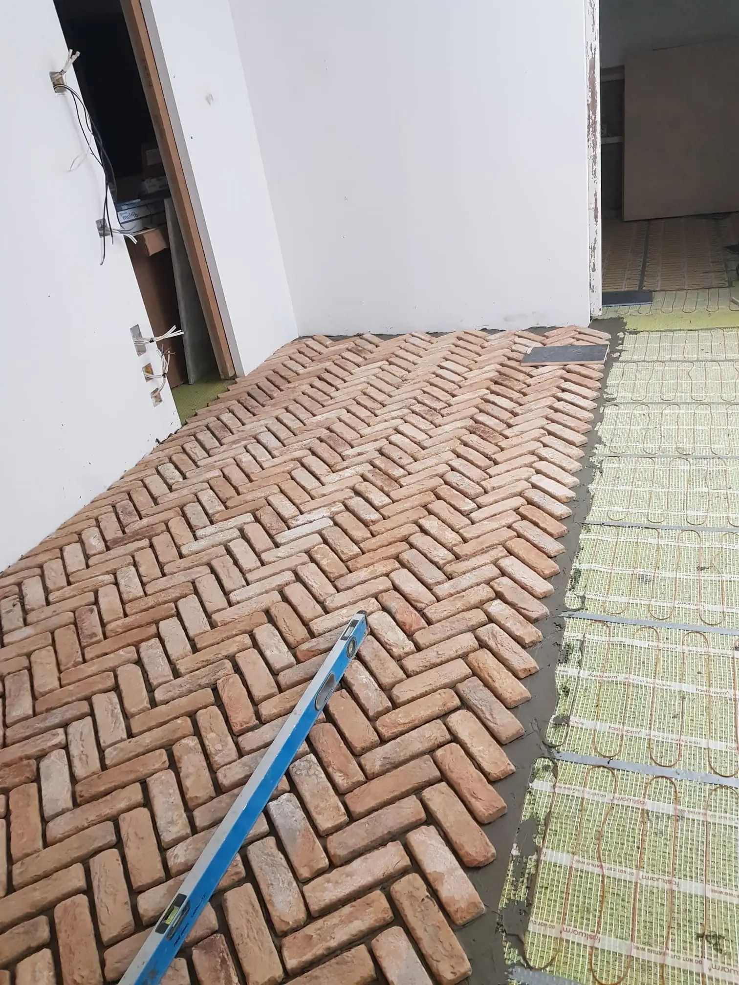 Herringbone brick flooring