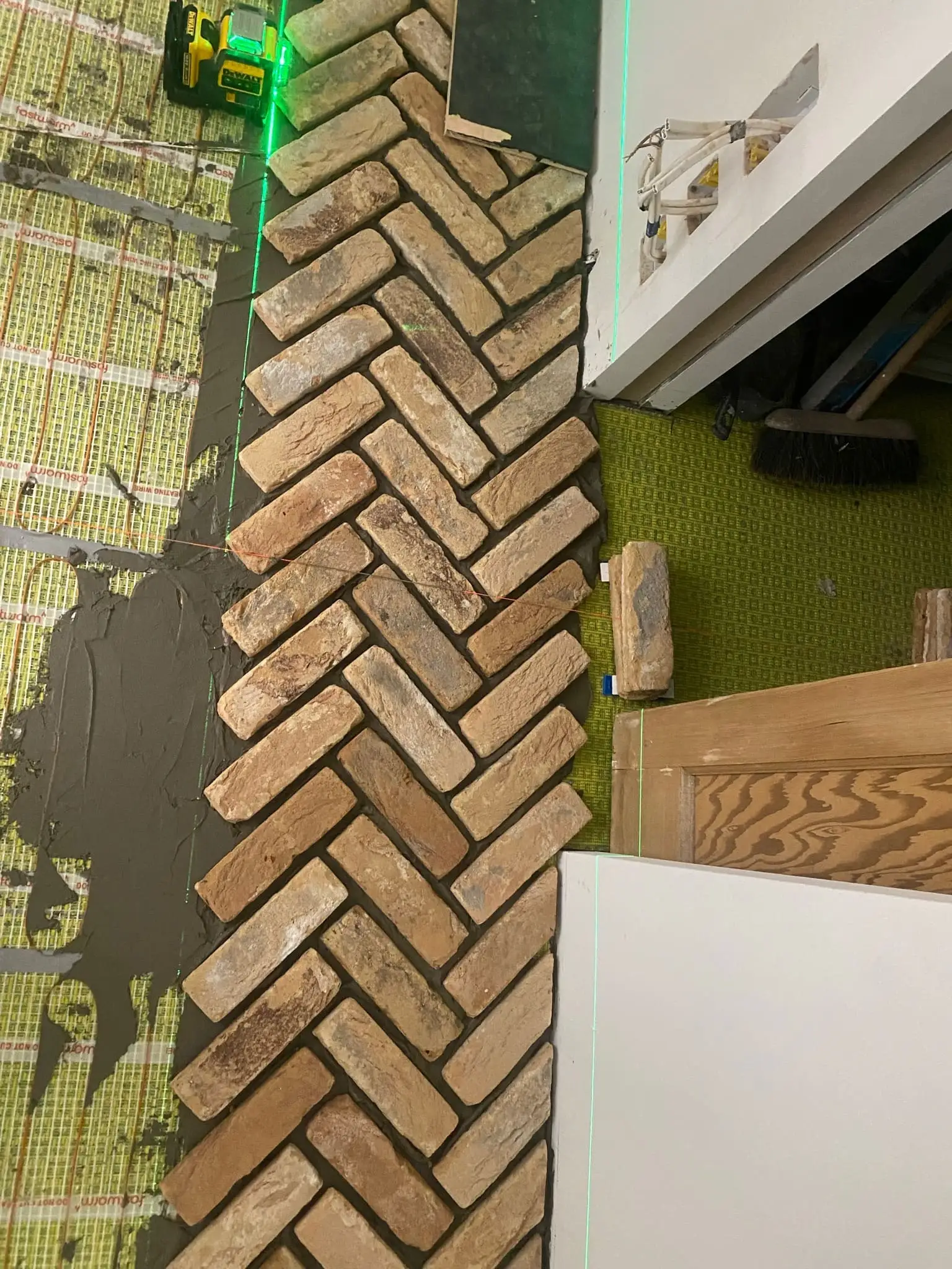 Herringbone brick flooring