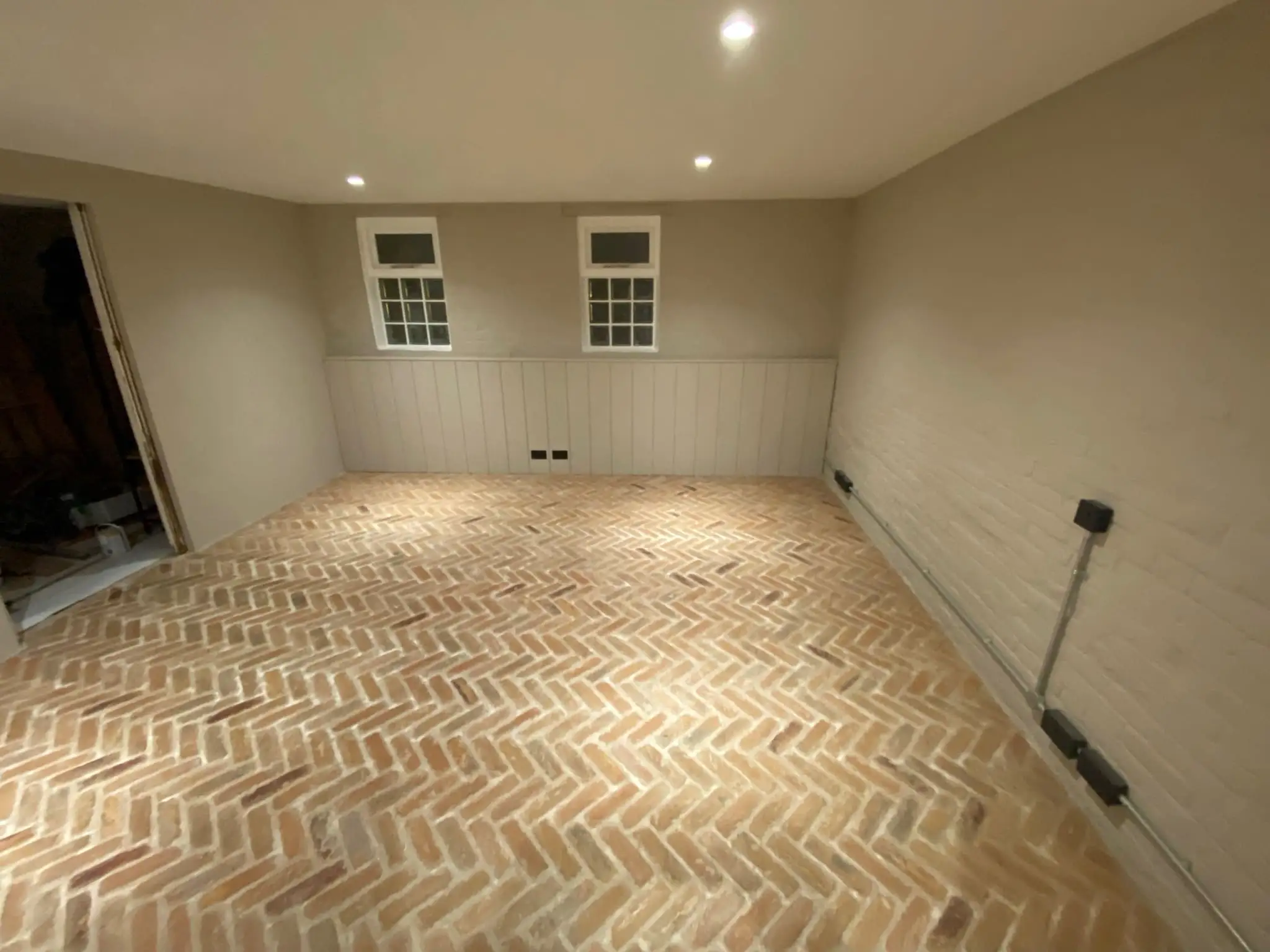 Herringbone brick flooring